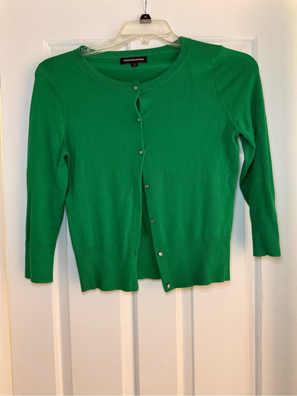 Express Emerald Green Button-Front Cardigan